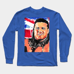 BRITISH BULLDOG DAVEY BOY SMITH WWE WWF painting Long Sleeve T-Shirt